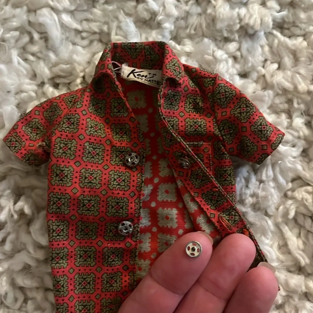Ken Pak Sport Shirt Only Mattel #790 Red Olive Green No Doll 1962 Vintage